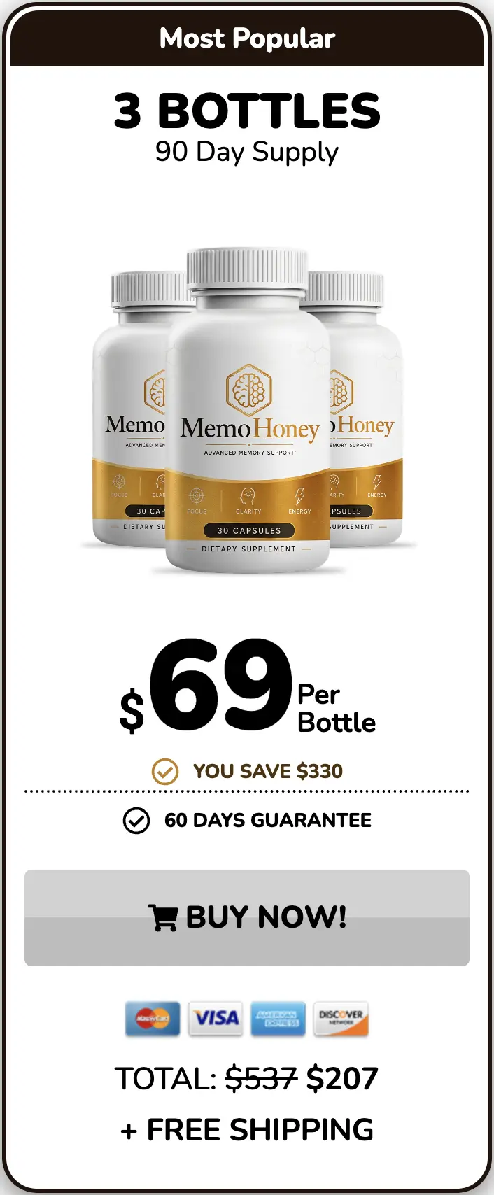 Memo Honey three bottles order